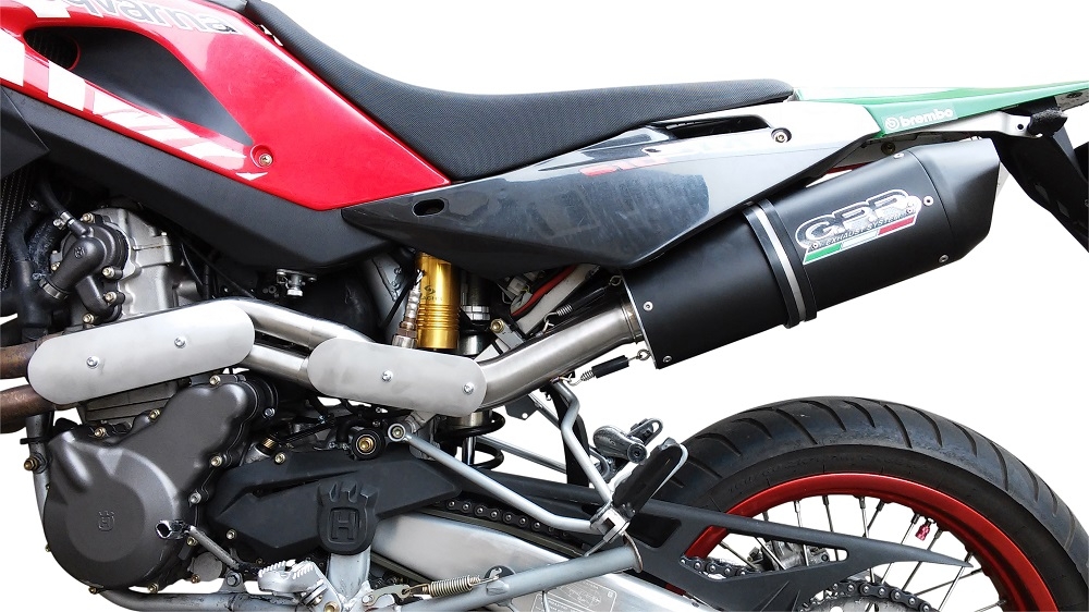 GPR auspuff kompatibel mit  Husqvarna TE 410 E  2005-2006, Furore Nero, Zugelassener legaler Mid-Full-Anlagenauspuff mit ABE, inklusive herausnehmbarem DB-Killer 