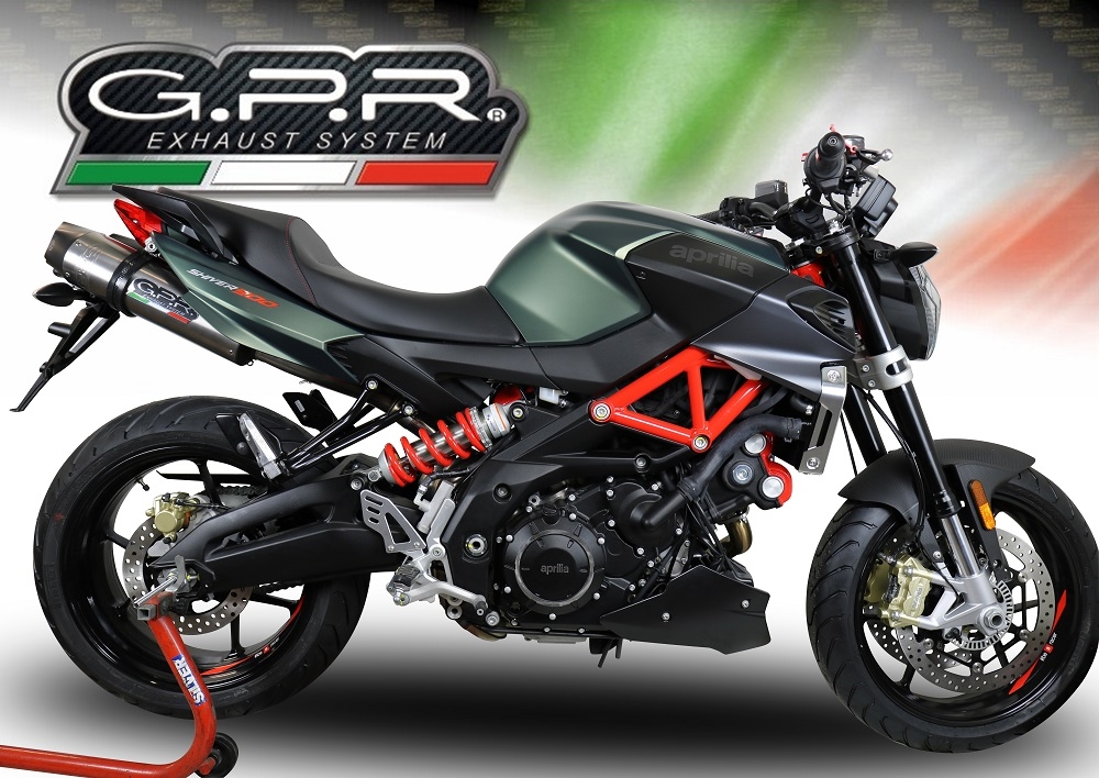 GPR auspuff kompatibel mit  Aprilia Shiver 900 2017-2020, New Grand Prix Evo Titanium, Doppelter Rennauspuff, mit Verbindungsrohren, Artikel ohne Genehmigung 