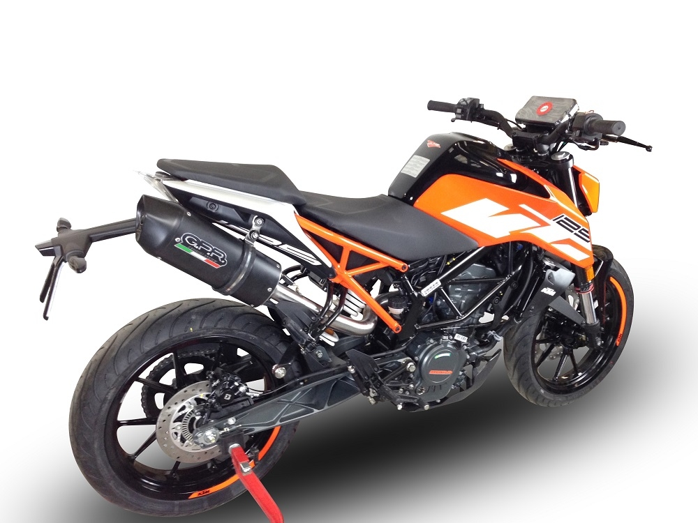 GPR auspuff kompatibel mit  Ktm Duke 125 2017-2020, Furore Evo4 Nero, Zugelassener legaler Slip-On-Auspuff mit Abe, einschließlich abnehmbarem DB-Killer,katakysator und Verbindungsrohr 