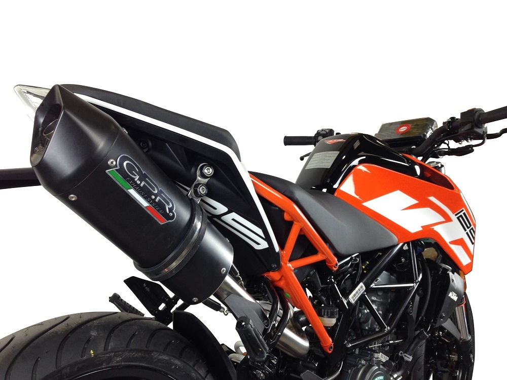 GPR auspuff kompatibel mit  Ktm Duke 125 2017-2020, Furore Evo4 Nero, Zugelassener legaler Slip-On-Auspuff mit Abe, einschließlich abnehmbarem DB-Killer,katakysator und Verbindungsrohr 