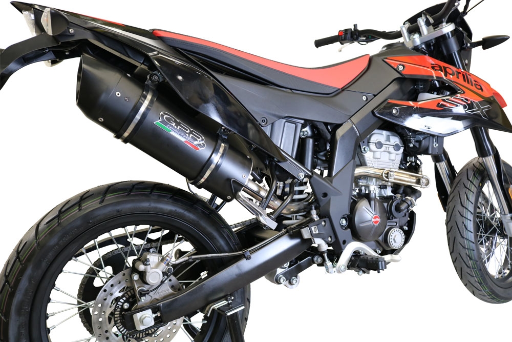 GPR auspuff kompatibel mit  Aprilia Sx 125 2018-2020, Furore Nero, Racing Slip-on, inkl. Verbindungsrohr, herausnehmbarem DB-Killer, ohne ABE 