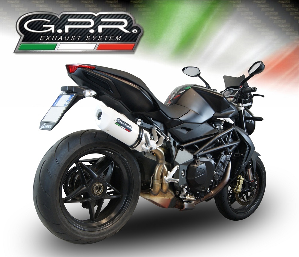 GPR auspuff kompatibel mit  Mv Agusta Brutale 750 S 2000-2006, Albus Ceramic, Zugelassener legaler Slip-On-Auspuff mit Abe, einschließlich abnehmbarem DB-Killer und Verbindungsrohr 
