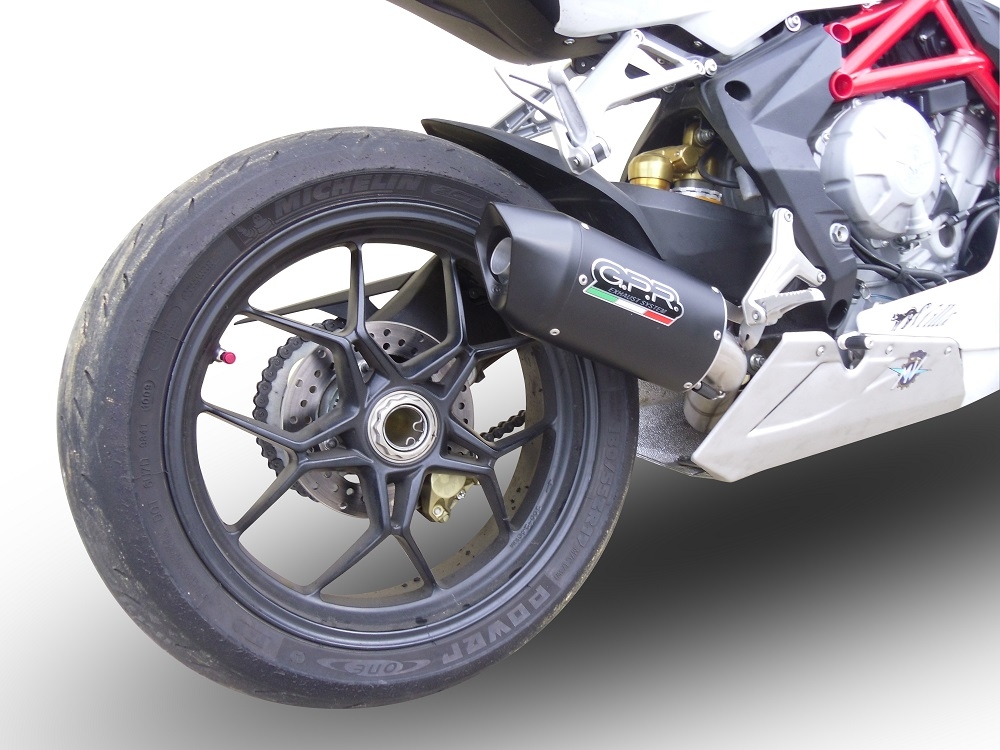 GPR auspuff kompatibel mit  Mv Agusta Brutale 675 2012-2015, Furore Nero, Zugelassener legaler Slip-On-Auspuff mit Abe, einschließlich abnehmbarem DB-Killer und Verbindungsrohr 