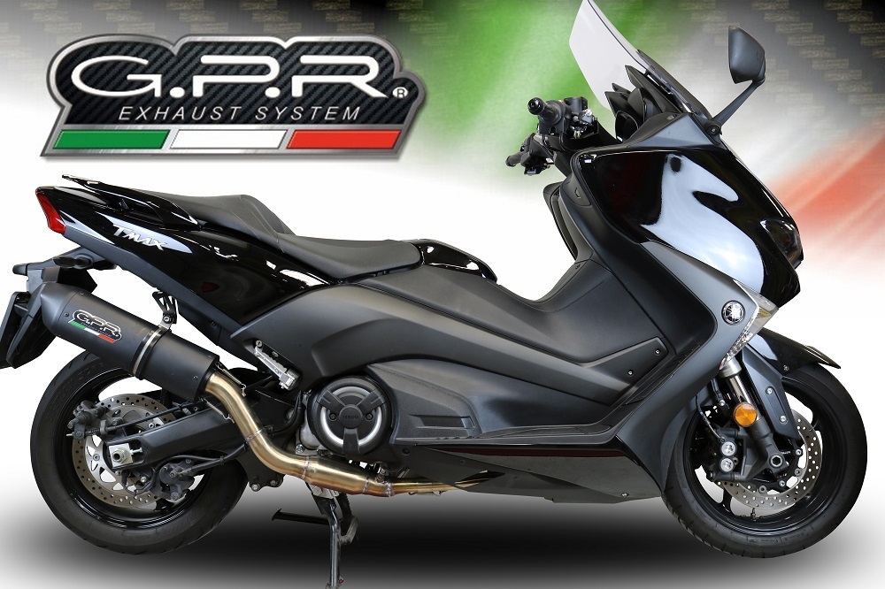 GPR auspuff kompatibel mit  Yamaha T-Max 530 2017-2021, Furore Evo4 Nero, Homologierte auspuff mit verbindungsrohr und katalysator 