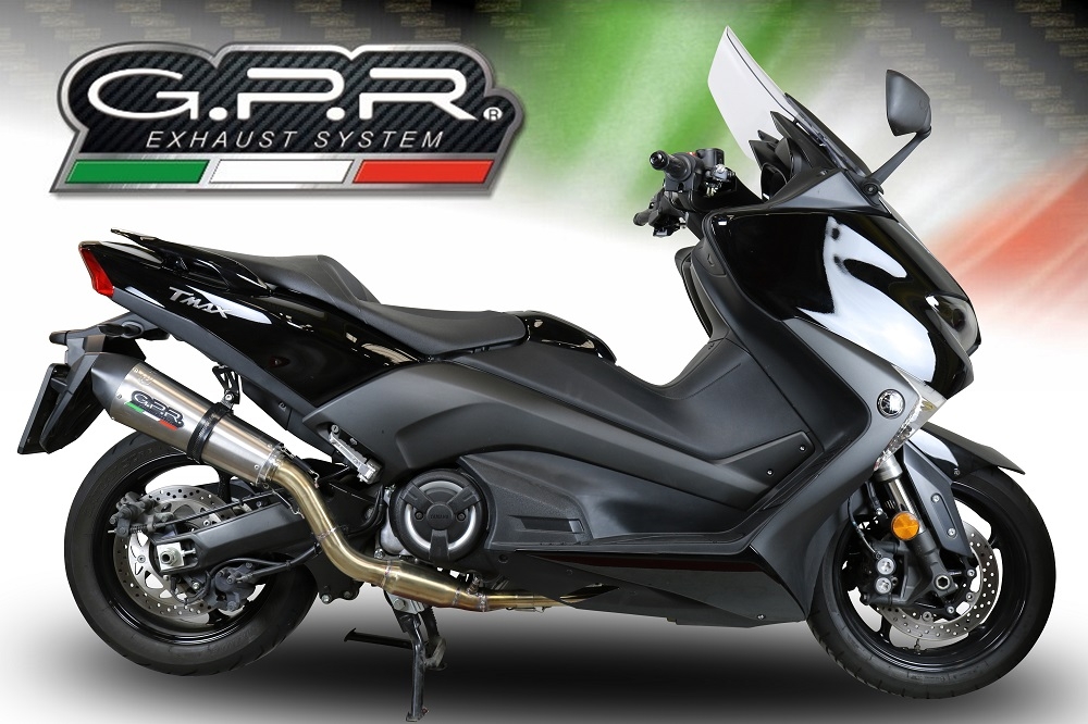 GPR auspuff kompatibel mit  Yamaha T-Max 560 2020-2021, New Grand Prix Evo Titanium, Homologierte auspuff mit verbindungsrohr und katalysator 