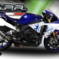 GPR auspuff kompatibel mit  Yamaha Yzf R1-R1-M 2017-2019, New Grand Prix Evo Titanium, Zugelassener legaler Slip-On-Auspuff mit Abe, einschließlich abnehmbarem DB-Killer und Verbindungsrohr 