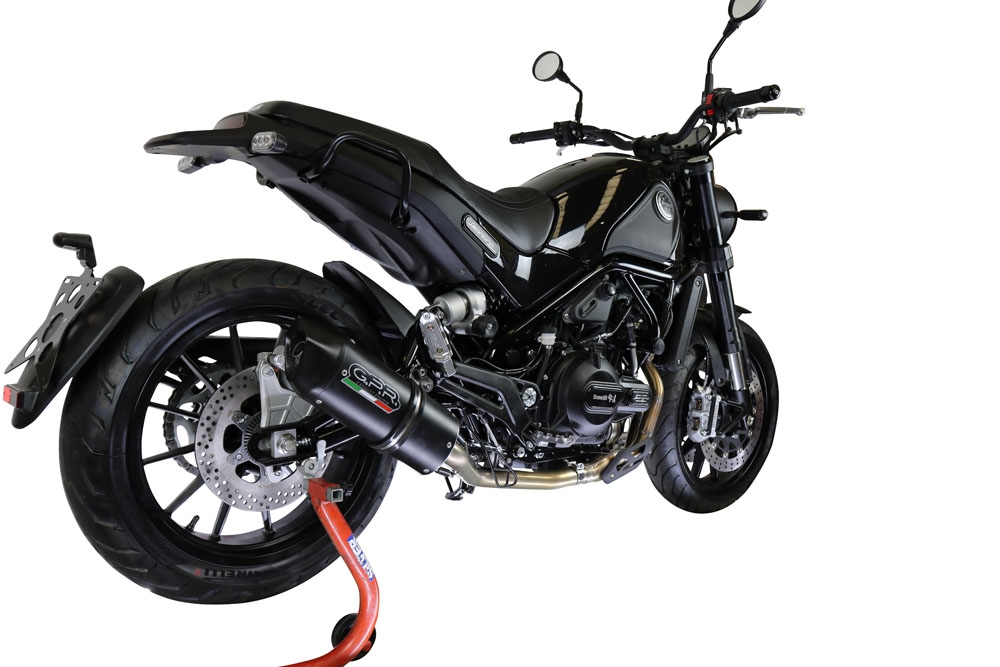 GPR auspuff kompatibel mit  Benelli Leoncino 500 Trail 2017-2024, Furore Evo4 Nero, Zugelassener legaler Mid-Full-Systemauspuff mit ABE, einschließlich abnehmbarem DB-Killer und Katalysator 