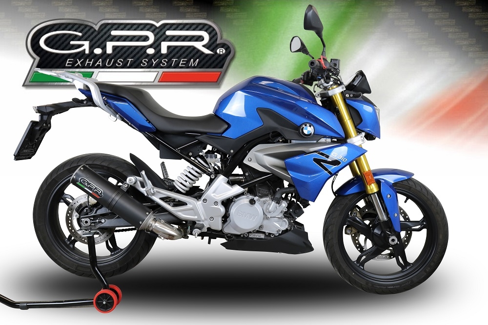GPR auspuff kompatibel mit  Bmw G 310 R 2017-2021, M3 Black Titanium, Homologierte auspuff mit verbindungsrohr und katalysator 