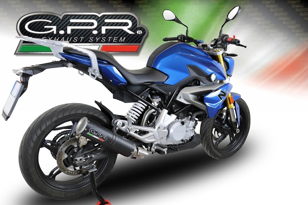 GPR auspuff kompatibel mit  Bmw G 310 R 2017-2021, M3 Black Titanium, Homologierte auspuff mit verbindungsrohr und katalysator 