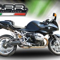 GPR auspuff kompatibel mit  Bmw R 1200 S 2006-2008, Furore Nero, Doppelt homologierter legaler Slip-On-Auspuff mit ABE, einschließlich abnehmbarer DB-Killer und verbindungsrohre 