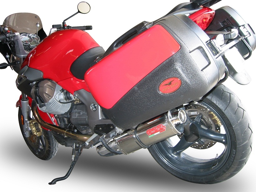 GPR auspuff kompatibel mit  Moto Guzzi Breva 1200 2007-2012, Trioval, Zugelassener legaler Slip-On-Auspuff mit Abe, einschließlich abnehmbarem DB-Killer und Verbindungsrohr 