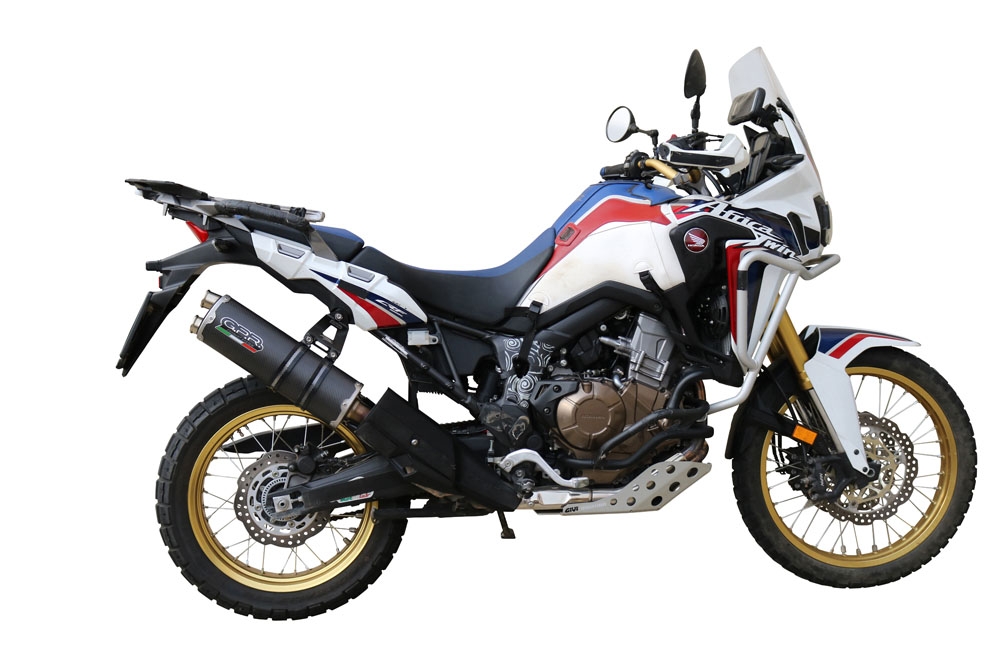 GPR auspuff kompatibel mit  Honda Crf 1000 L Africa Twin Adventure Sport 2018-2020, Dual Poppy, Zugelassener legaler Slip-On-Auspuff mit Abe, einschließlich abnehmbarem DB-Killer und Verbindungsrohr 
