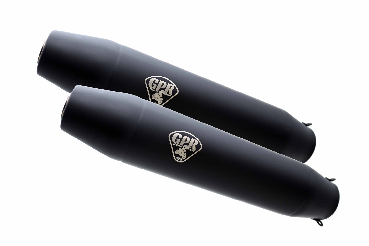 GPR auspuff kompatibel mit  Bmw R 45 1979-1985, Deeptone Black Cafè Racer, Paar Auspuffschalldämpfer mit ABE-Zulassung, mit abnehmbaren db-Killern, Lieferung ohne Glied 