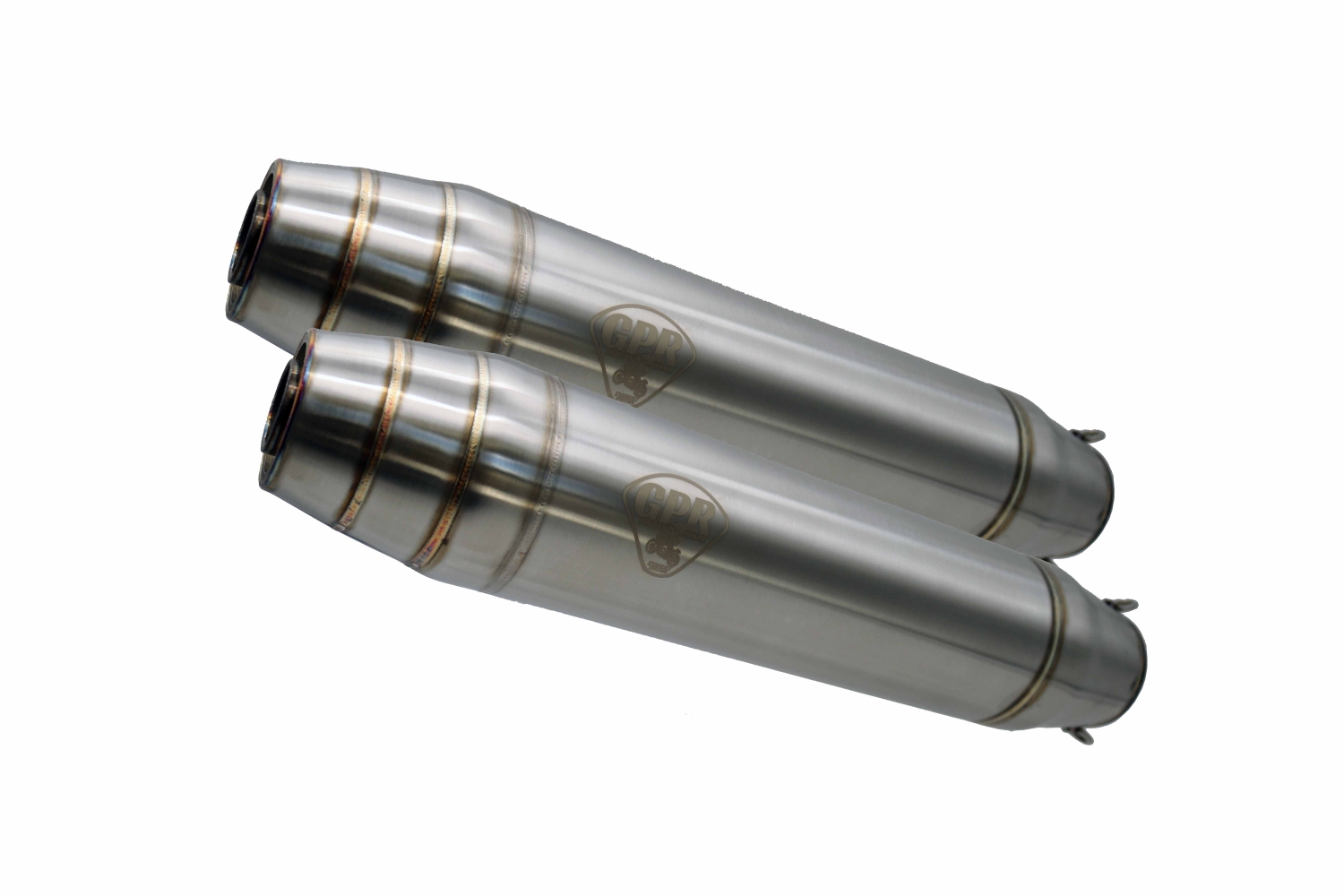 GPR auspuff kompatibel mit  Bmw R 1100 R -Rs  1994-2002, Deeptone Inox Cafè Racer, Paar Auspuffschalldämpfer mit ABE-Zulassung, mit abnehmbaren db-Killern, Lieferung ohne Glied 