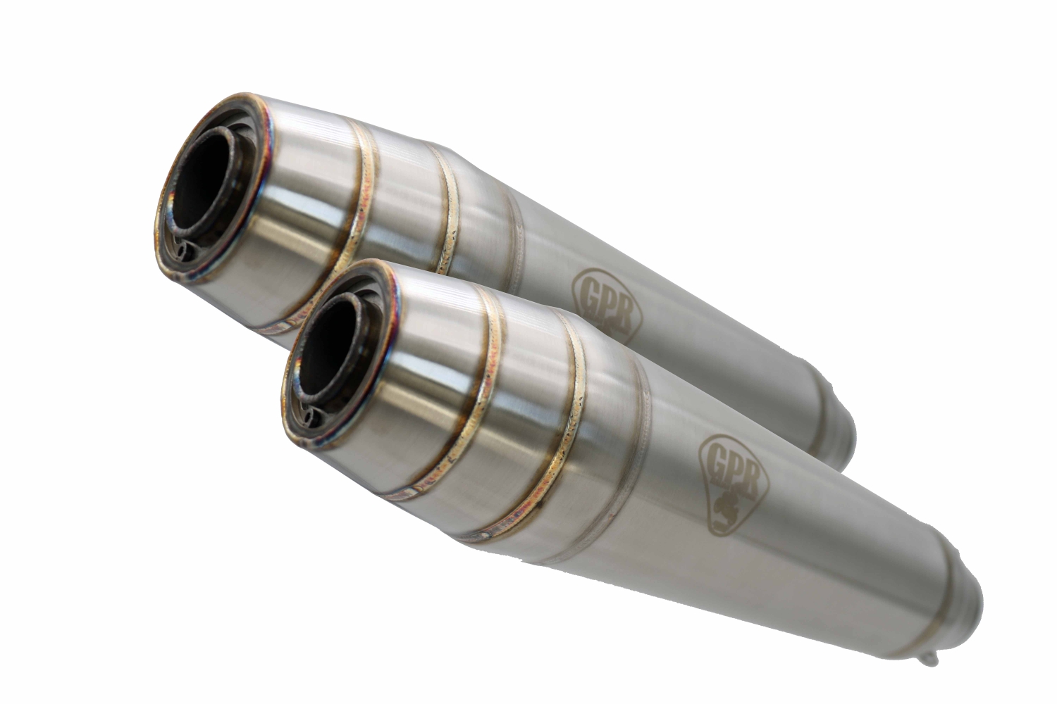 GPR auspuff kompatibel mit  Bmw R 1100 R -Rs  1994-2002, Deeptone Inox Cafè Racer, Paar Auspuffschalldämpfer mit ABE-Zulassung, mit abnehmbaren db-Killern, Lieferung ohne Glied 