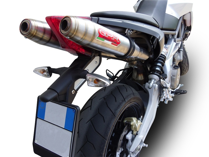 GPR auspuff kompatibel mit  Aprilia Shiver 900 2017-2020, Deeptone Inox, Doppelter Rennauspuff, mit Verbindungsrohren, Artikel ohne Genehmigung 