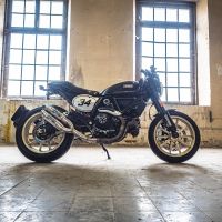 GPR auspuff kompatibel mit  Ducati Scrambler 800  2015-2016, Deeptone Inox, Doppelt homologierter legaler Slip-On-Auspuff mit ABE, einschließlich abnehmbarer DB-Killer, Link Pipes und Katalysatoren 