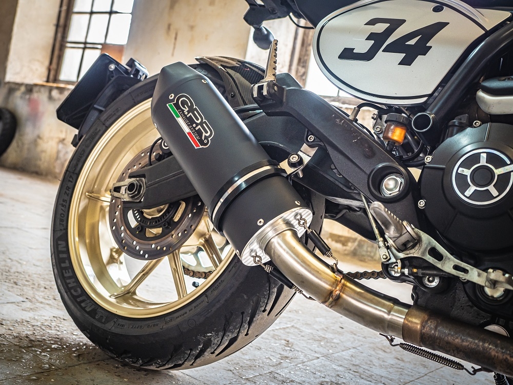 GPR auspuff kompatibel mit  Ducati Scrambler 800  2015-2016, Furore Nero, Zugelassener legaler Slip-On-Auspuff mit Abe, einschließlich abnehmbarem DB-Killer und Verbindungsrohr 