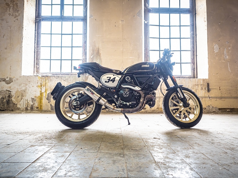 GPR auspuff kompatibel mit  Ducati Scrambler 800  2015-2016, M3 Inox , Zugelassener legaler Slip-On-Auspuff mit Abe, einschließlich abnehmbarem DB-Killer,katakysator und Verbindungsrohr 