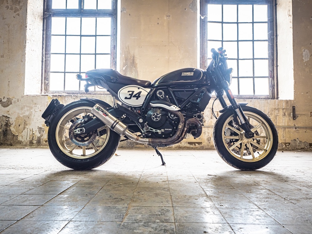 GPR auspuff kompatibel mit  Ducati Scrambler 800  2015-2016, M3 Titanium Natural, Zugelassener legaler Slip-On-Auspuff mit Abe, einschließlich abnehmbarem DB-Killer,katakysator und Verbindungsrohr 