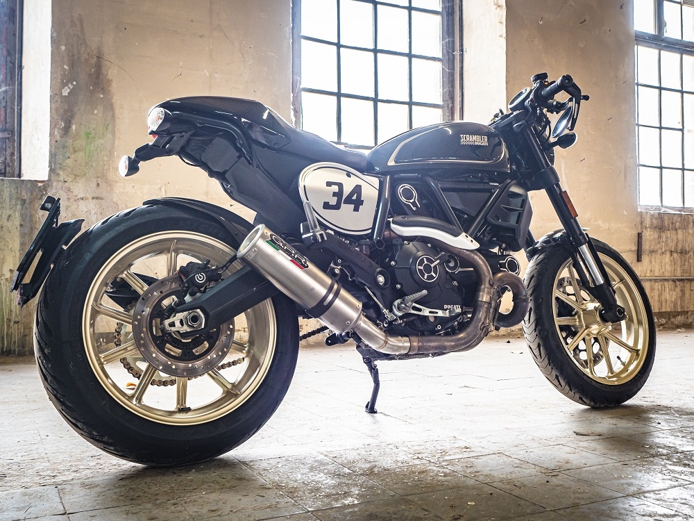 GPR auspuff kompatibel mit  Ducati Scrambler 800  2015-2016, M3 Titanium Natural, Zugelassener legaler Slip-On-Auspuff mit Abe, einschließlich abnehmbarem DB-Killer,katakysator und Verbindungsrohr 