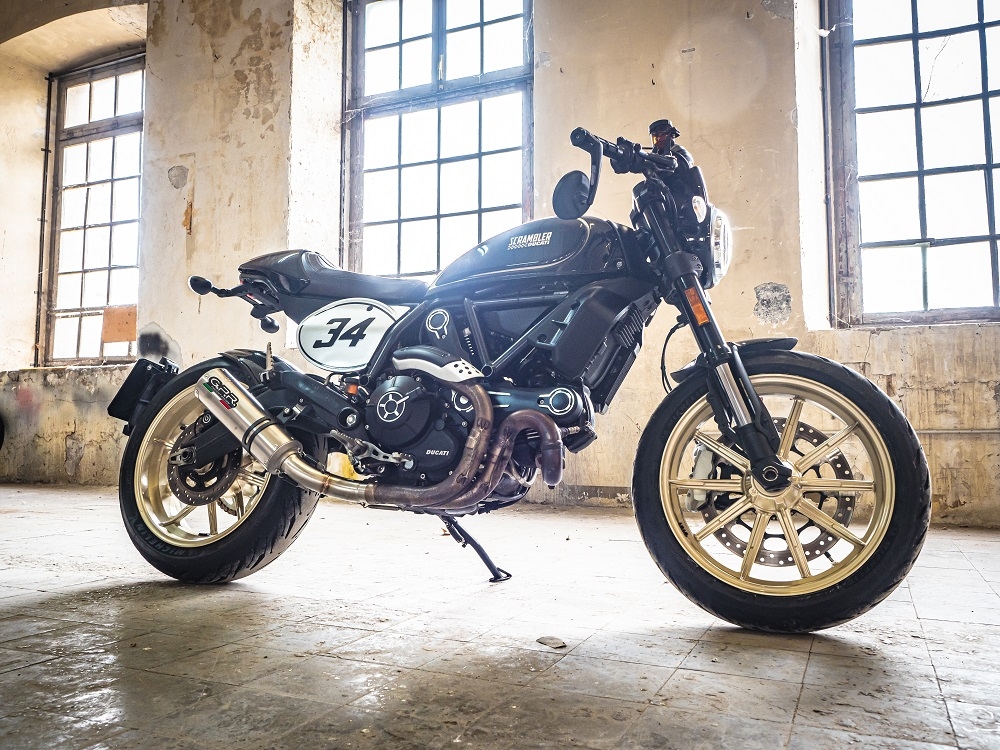 GPR auspuff kompatibel mit  Ducati Scrambler 800  2015-2016, M3 Titanium Natural, Zugelassener legaler Slip-On-Auspuff mit Abe, einschließlich abnehmbarem DB-Killer,katakysator und Verbindungsrohr 