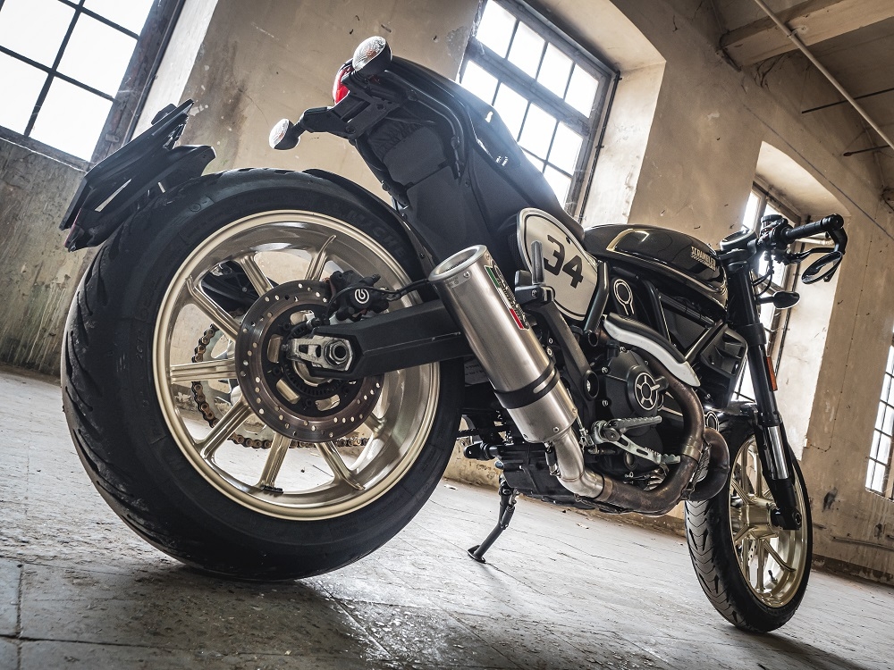 GPR auspuff kompatibel mit  Ducati Scrambler 800  2015-2016, M3 Titanium Natural, Zugelassener legaler Slip-On-Auspuff mit Abe, einschließlich abnehmbarem DB-Killer,katakysator und Verbindungsrohr 