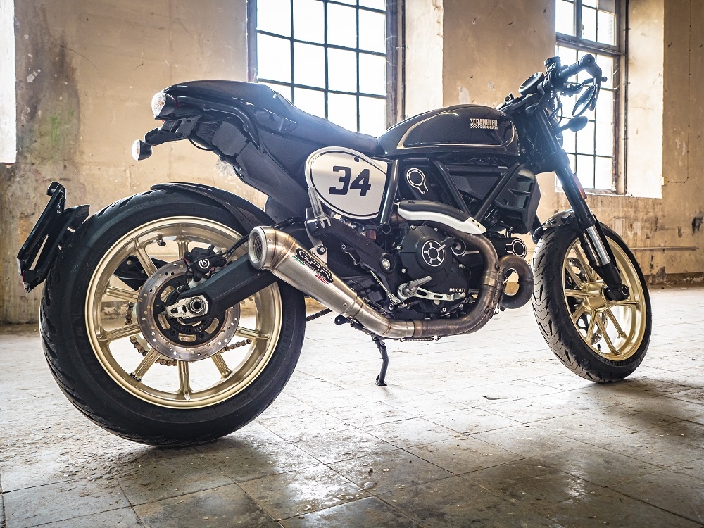GPR auspuff kompatibel mit  Ducati Scrambler 800  2015-2016, Powercone Evo, Zugelassener legaler Slip-On-Auspuff mit Abe, einschließlich abnehmbarem DB-Killer,katakysator und Verbindungsrohr 