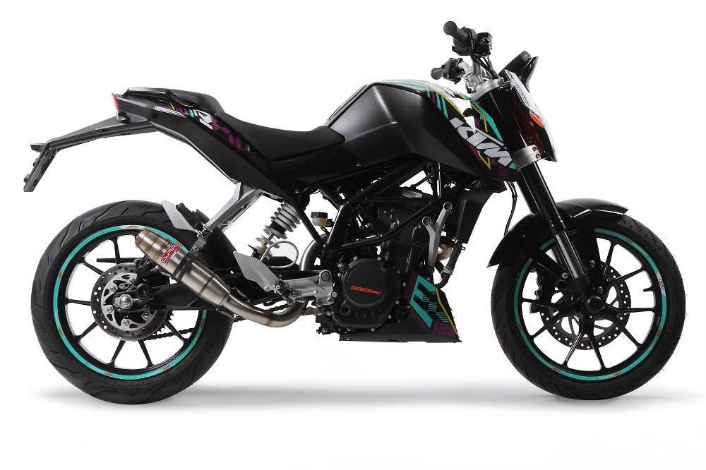 GPR auspuff kompatibel mit  Ktm Duke 125 2011-2016, Deeptone Inox, Rennauspuff, mit Verbindungsrohren, Artikel ohne Genehmigung 