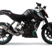 GPR auspuff kompatibel mit  Ktm Duke 125 2011-2016, Deeptone Inox, Rennauspuff, mit Verbindungsrohren, Artikel ohne Genehmigung 