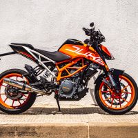 GPR auspuff kompatibel mit  Ktm Duke 125 2017-2020, Deeptone Inox, Rennauspuff, mit Verbindungsrohren, Artikel ohne Genehmigung 