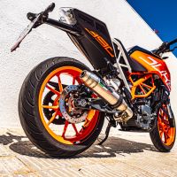 GPR auspuff kompatibel mit  Ktm Duke 125 2017-2020, Deeptone Inox, Rennauspuff, mit Verbindungsrohren, Artikel ohne Genehmigung 