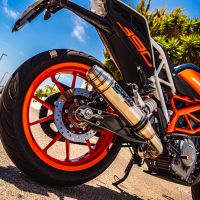 GPR auspuff kompatibel mit  Ktm Duke 125 2017-2020, Deeptone Inox, Rennauspuff, mit Verbindungsrohren, Artikel ohne Genehmigung 