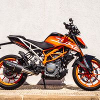 GPR auspuff kompatibel mit  Ktm Duke 125 2017-2020, Furore Nero, Rennauspuff, mit Verbindungsrohren, Artikel ohne Genehmigung 