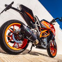 GPR auspuff kompatibel mit  Ktm Duke 125 2017-2020, Furore Nero, Rennauspuff, mit Verbindungsrohren, Artikel ohne Genehmigung 