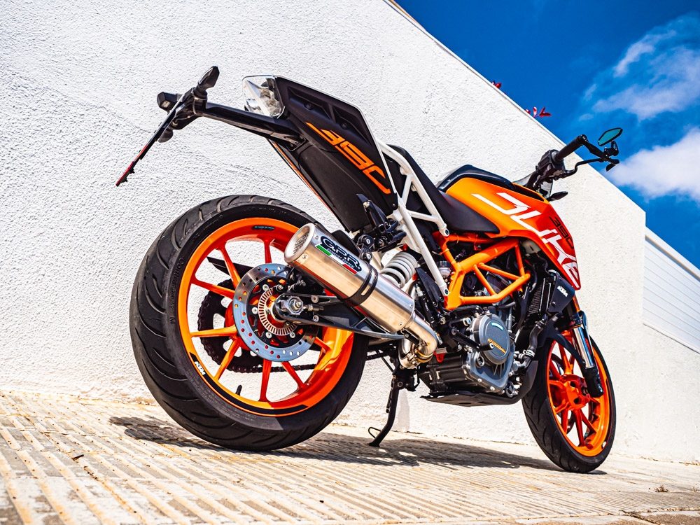 GPR auspuff kompatibel mit  Ktm Duke 125 2011-2016, M3 Inox , Rennauspuff, mit Verbindungsrohren, Artikel ohne Genehmigung 
