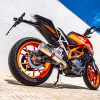 GPR auspuff kompatibel mit  Ktm Duke 125 2011-2016, M3 Inox , Rennauspuff, mit Verbindungsrohren, Artikel ohne Genehmigung 