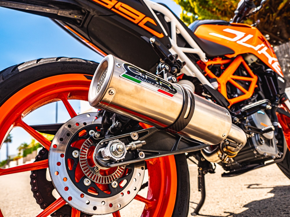 GPR auspuff kompatibel mit  Ktm Duke 125 2011-2016, M3 Inox , Rennauspuff, mit Verbindungsrohren, Artikel ohne Genehmigung 