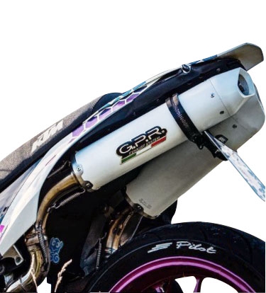 GPR auspuff kompatibel mit  Ktm Duke II 2000-2006, Albus Ceramic, Doppelt homologierter legaler Slip-On-Auspuff mit ABE, einschließlich abnehmbarer DB-Killer und verbindungsrohre 