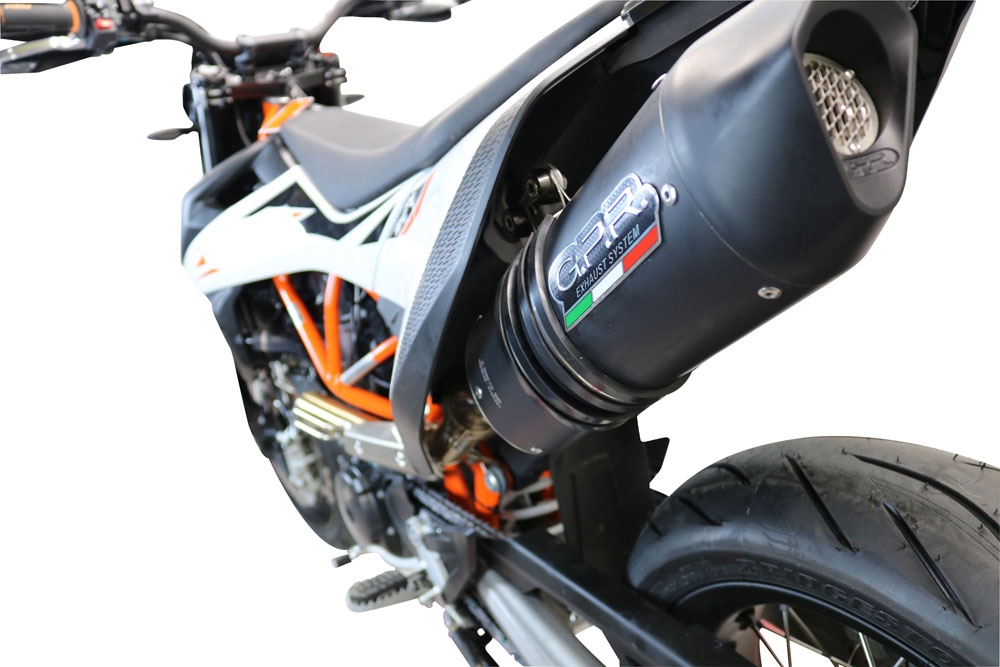 GPR auspuff kompatibel mit  Ktm Smc 690 R  2021-2024, Furore Nero, Racing Slip-on, inkl. Verbindungsrohr, herausnehmbarem DB-Killer, ohne ABE 