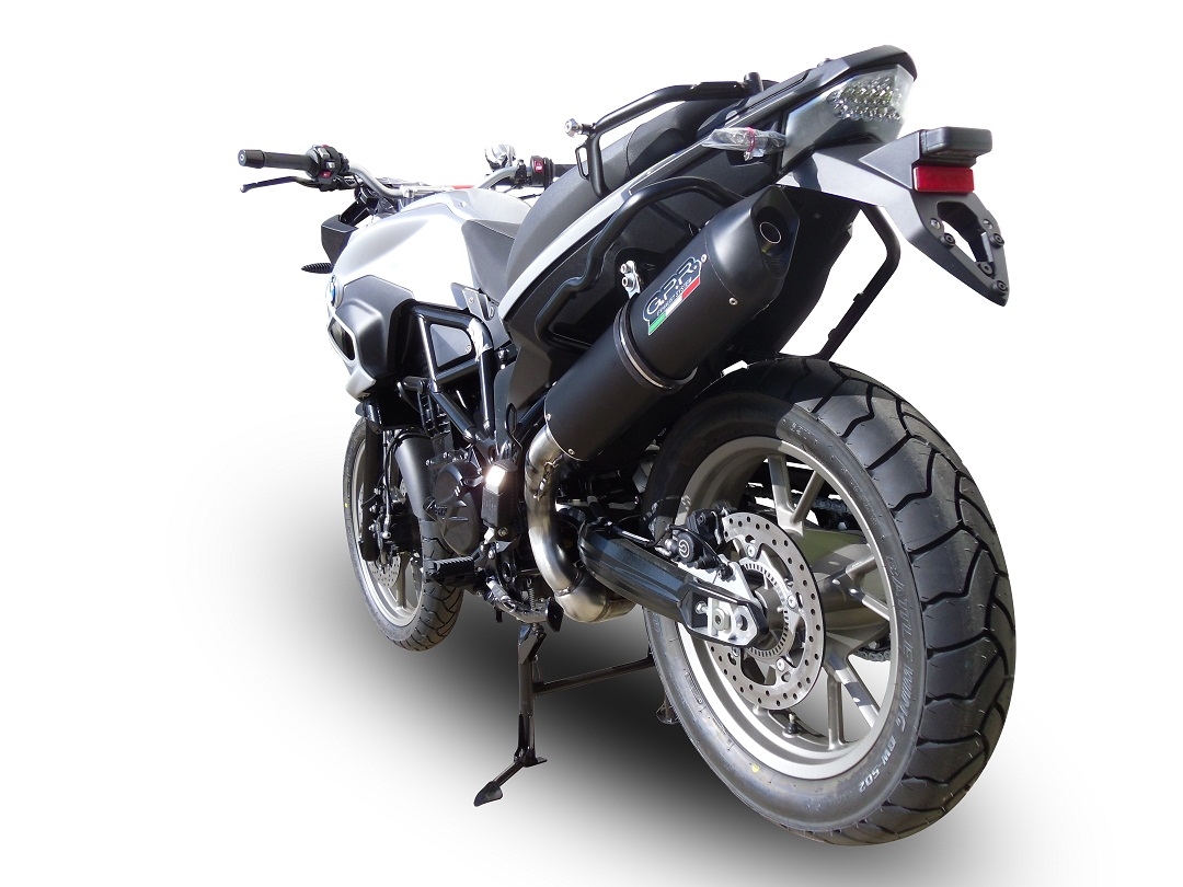 GPR auspuff kompatibel mit  Bmw F 700 Gs 2011-2015, Furore Nero, Zugelassener legaler Slip-On-Auspuff mit Abe, einschließlich abnehmbarem DB-Killer und Verbindungsrohr 
