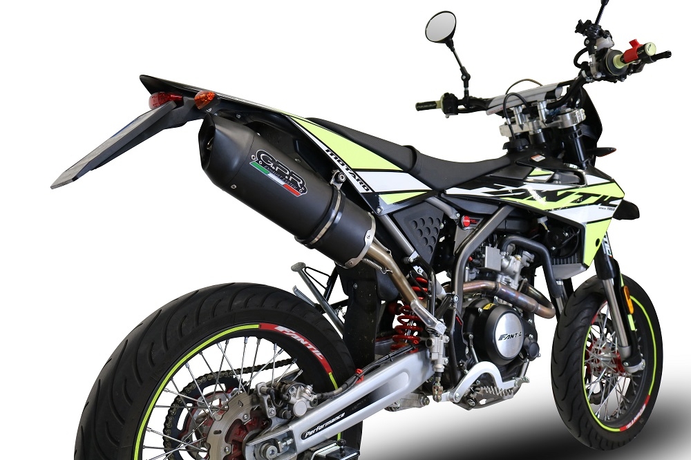 GPR auspuff kompatibel mit  Fantic Motor 125 M Performance 2019-2020, Furore Nero, Zugelassener legaler Slip-On-Auspuff mit Abe, einschließlich abnehmbarem DB-Killer und Verbindungsrohr 