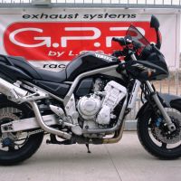 GPR auspuff kompatibel mit  Yamaha Fzs 1000 Fazer 2001-2005, Trioval, Zugelassener legaler Slip-On-Auspuff mit Abe, einschließlich abnehmbarem DB-Killer und Verbindungsrohr 