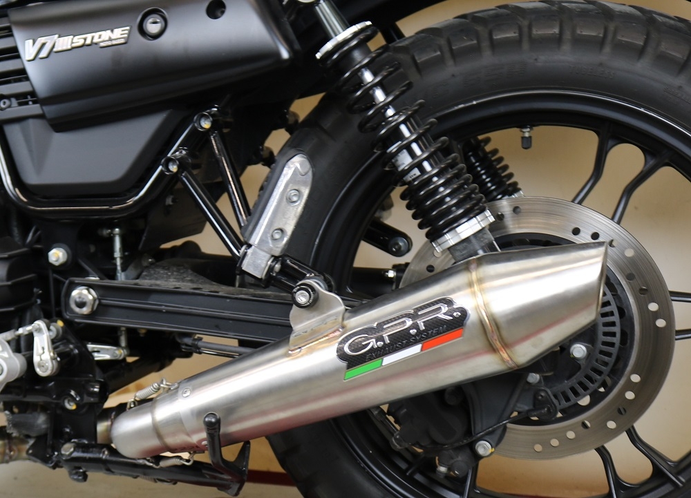 GPR auspuff kompatibel mit  Moto Guzzi V7 III Special-Stone-Carbon 2017-2018, Vintacone, Kompletter Rennauspuff, geliefert mit spezifischem Krümmer, Artikel ohne Homologation 