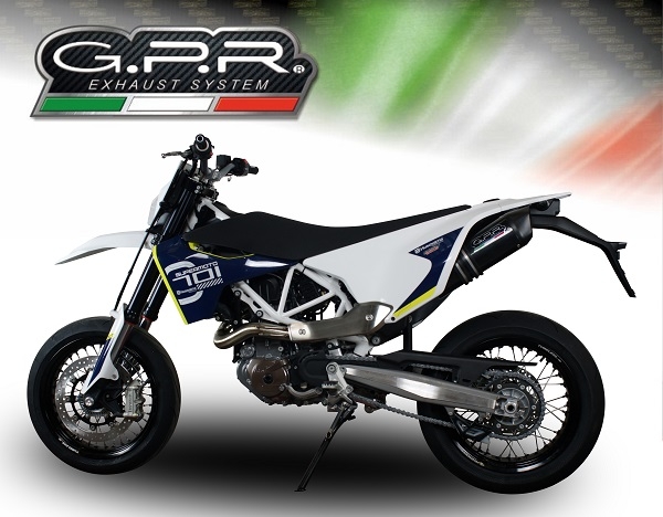 GPR auspuff kompatibel mit  Husqvarna Supermoto 701 2021-2024, Furore Evo4 Nero, Zugelassener legaler Slip-On-Auspuff mit Abe, einschließlich abnehmbarem DB-Killer,katakysator und Verbindungsrohr 