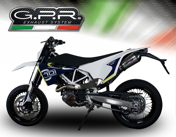 GPR auspuff kompatibel mit  Husqvarna Enduro 701 2017-2020, New Grand Prix Evo Titanium, Zugelassener legaler Slip-On-Auspuff mit Abe, einschließlich abnehmbarem DB-Killer,katakysator und Verbindungsrohr 
