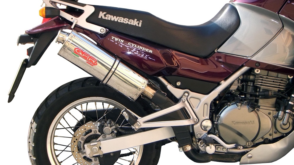 GPR auspuff kompatibel mit  Kawasaki Kle 500 1991-2007, Trioval, Zugelassener legaler Slip-On-Auspuff mit Abe, einschließlich abnehmbarem DB-Killer und Verbindungsrohr 
