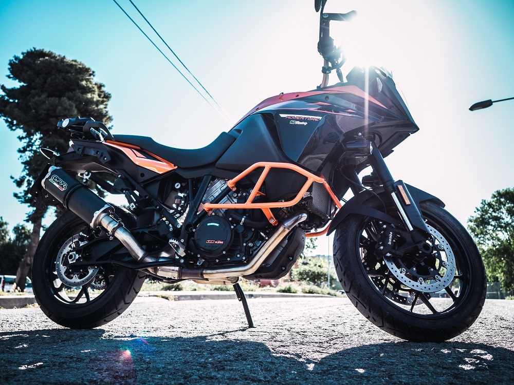 GPR auspuff kompatibel mit  Ktm Lc 8 Adventure 1050 2015-2016, Dual Poppy, Zugelassener legaler Slip-On-Auspuff mit Abe, einschließlich abnehmbarem DB-Killer und Verbindungsrohr 
