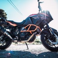 GPR auspuff kompatibel mit  Ktm Lc 8 Adventure 1050 2015-2016, Dual Poppy, Zugelassener legaler Slip-On-Auspuff mit Abe, einschließlich abnehmbarem DB-Killer und Verbindungsrohr 