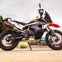 GPR auspuff kompatibel mit  Ktm Adventure 890 2020-2024, New Grand Prix Evo Black Titanium, Zugelassener legaler Slip-On-Auspuff mit Abe, einschließlich abnehmbarem DB-Killer und Verbindungsrohr 